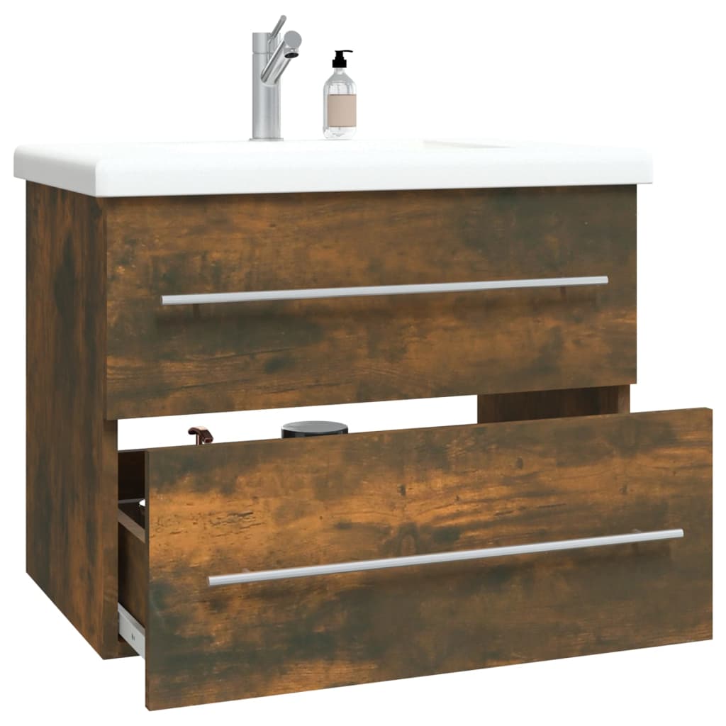vidaXL Sink Cabinet Smoked Oak 60x38.5x48 cm Engineered Wood