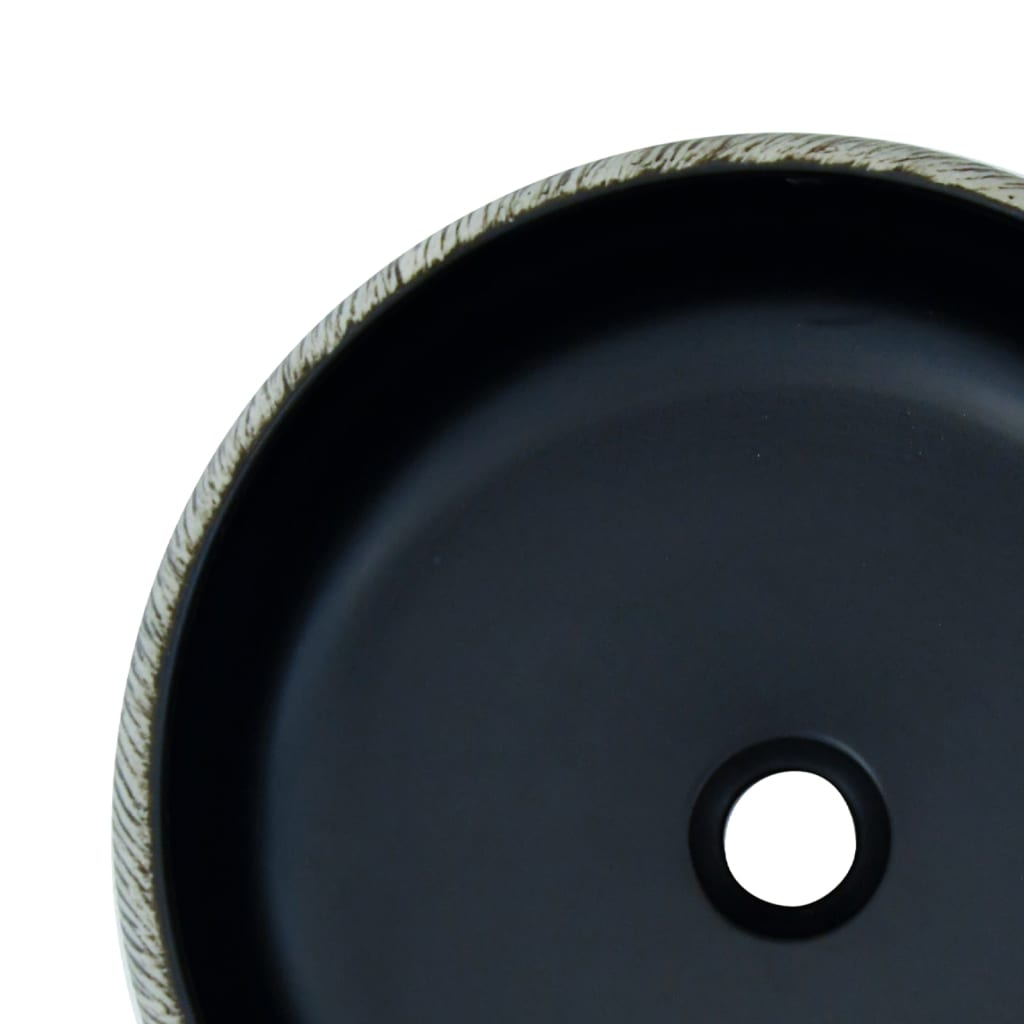 vidaXL Countertop Basin Black and Grey Round Φ41x14 cm Ceramic