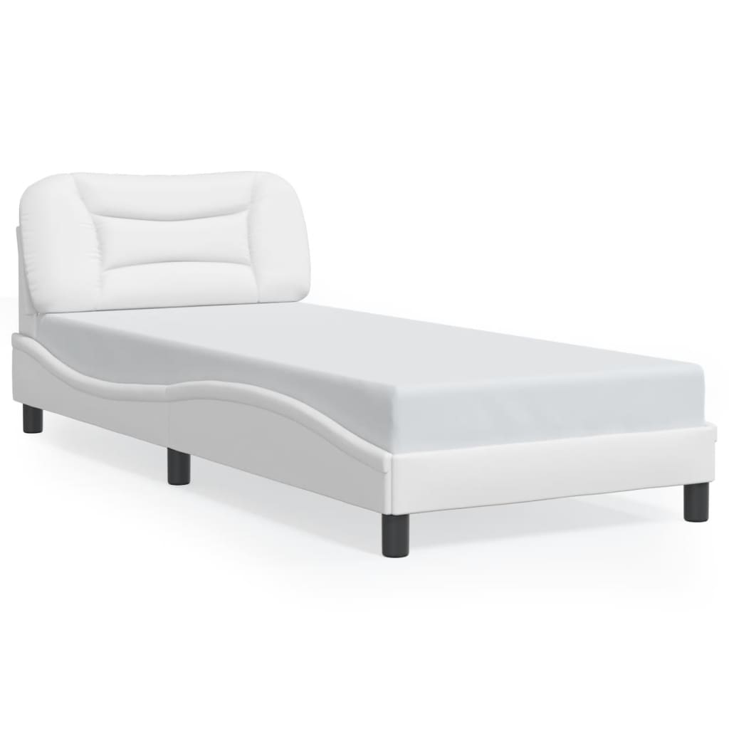 vidaXL Bed Frame with LED Lights White 80x200 cm Faux Leather