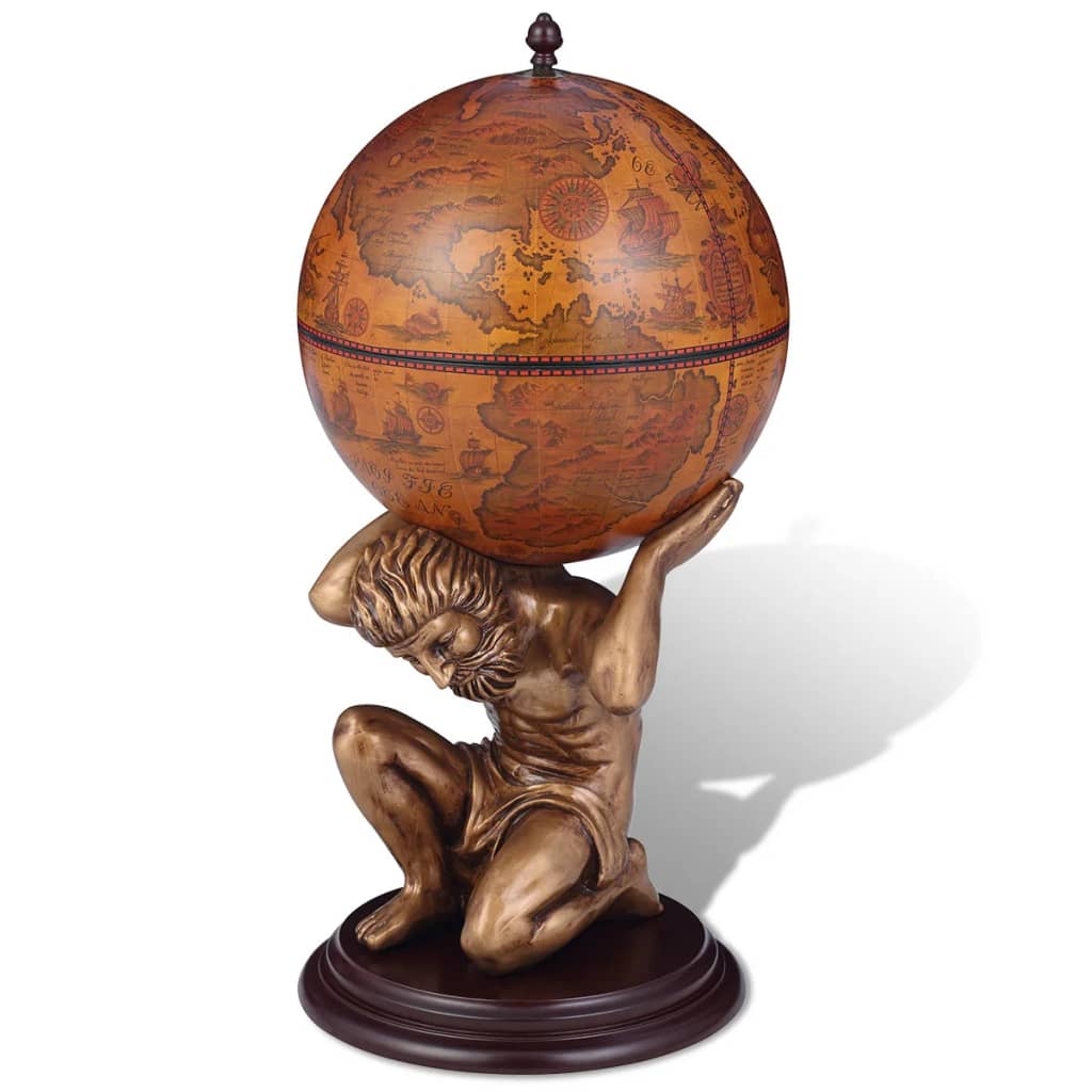 vidaXL Globe Bar Wine Stand Atlas Design 42x42x85 cm