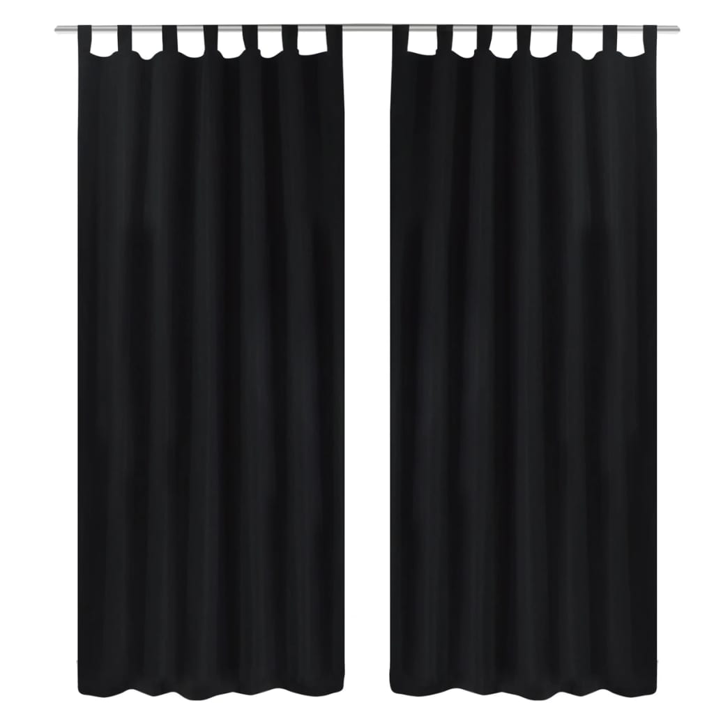 vidaXL 2 pcs Black Micro-Satin Curtains with Loops 140 x 225 cm