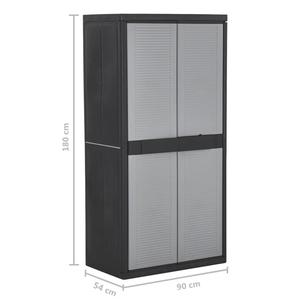 vidaXL Storage Cabinet with 2 Doors 90x54x180 cm Black and Grey