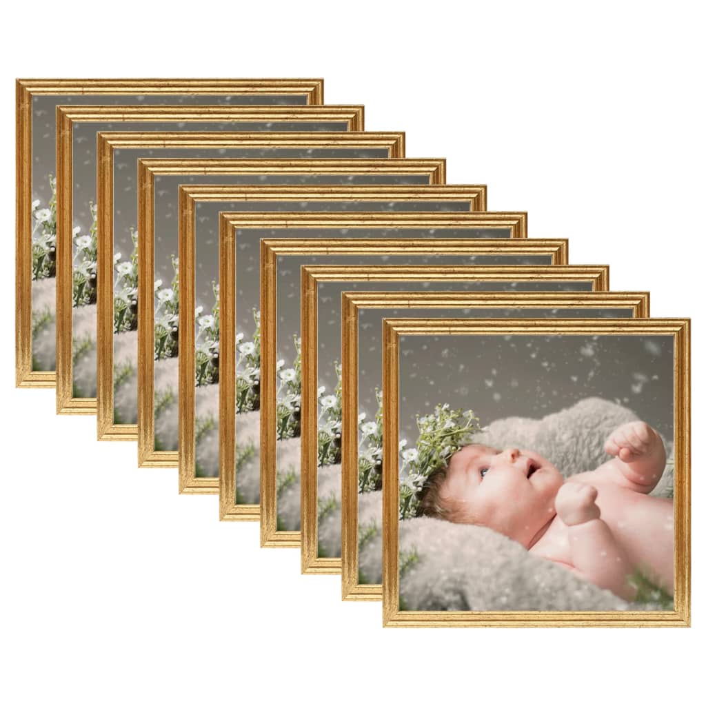 vidaXL Photo Frames Collage 10 pcs for Wall or Table Gold 20x20 cm MDF