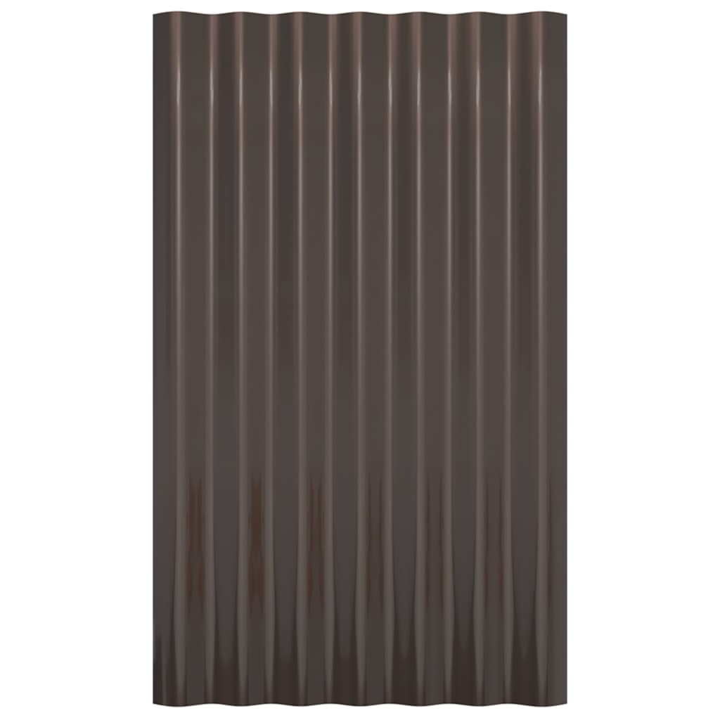 vidaXL Roof Panels 36 pcs Powder-coated Steel Brown 60x36 cm
