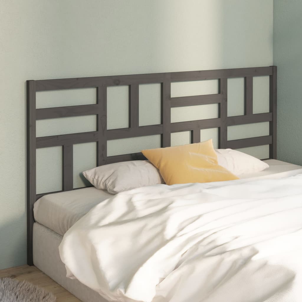 vidaXL Bed Headboard Grey 206x4x104 cm Solid Wood Pine