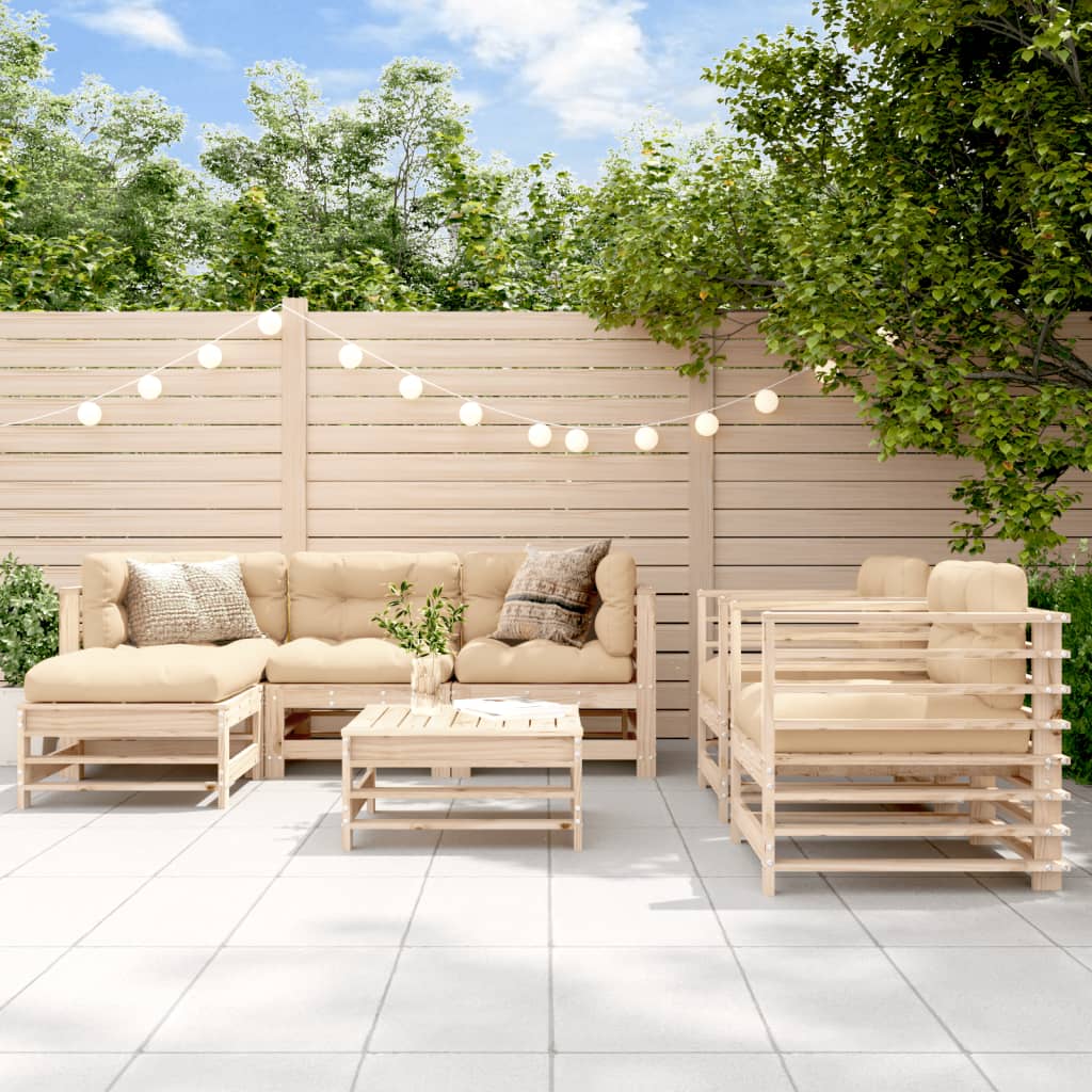 vidaXL 7 Piece Garden Lounge Set Solid Wood Pine