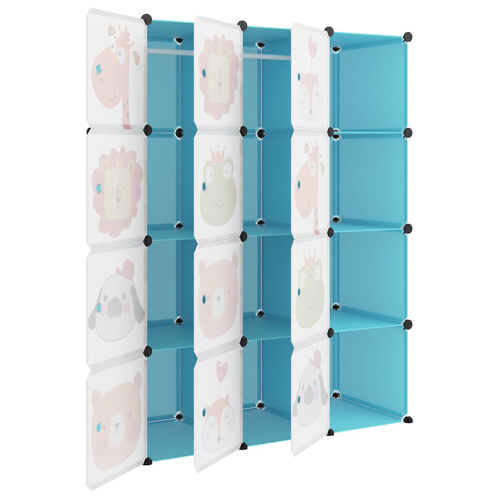 vidaXL Cube Storage Cabinet for Kids with 12 Cubes Blue PP