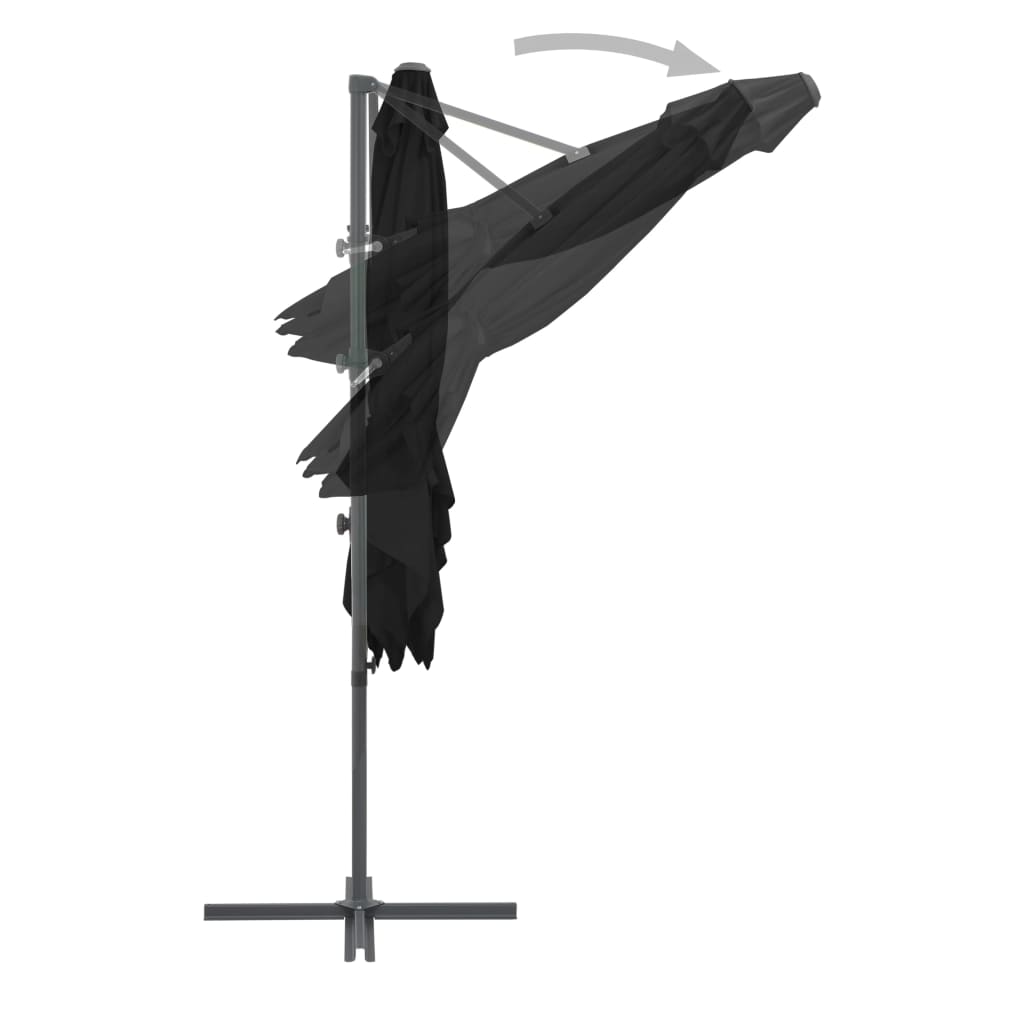 vidaXL Cantilever Umbrella with Steel Pole Black 250x250 cm