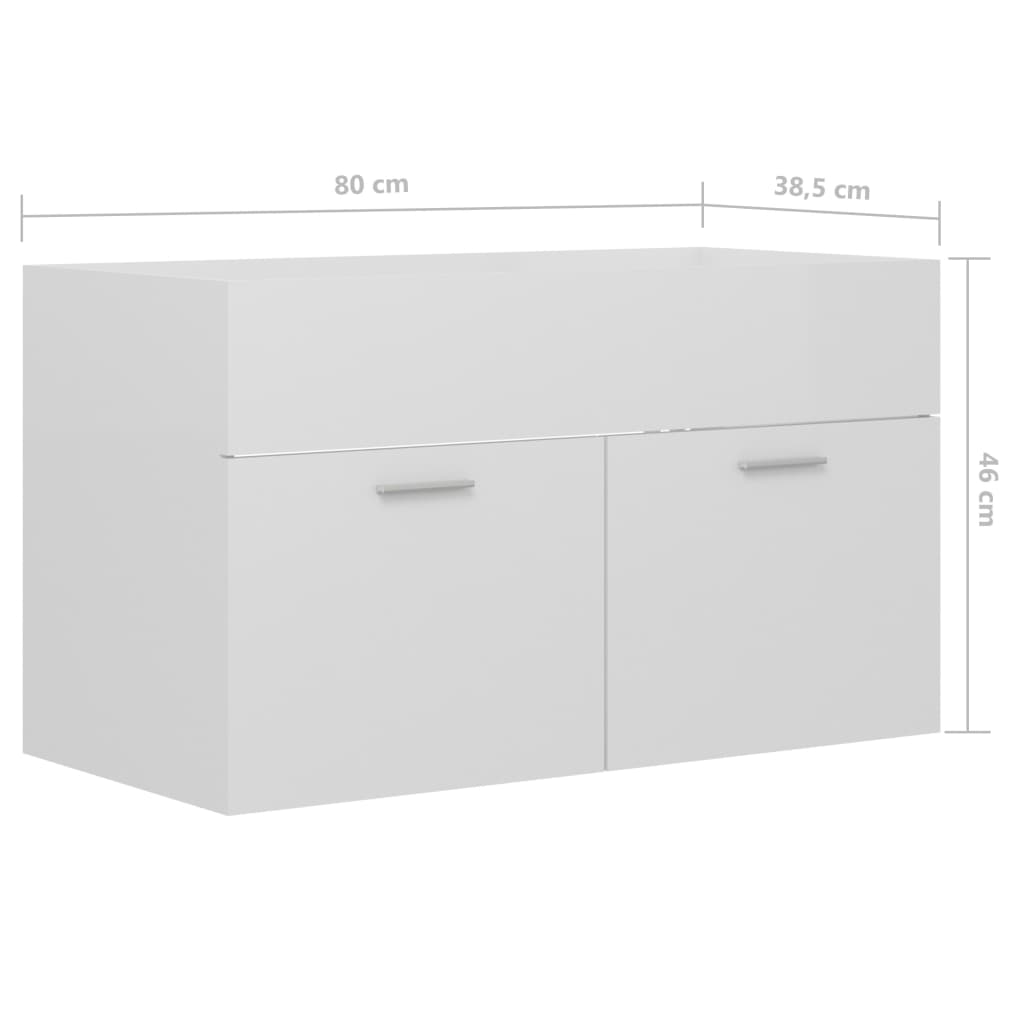 vidaXL Sink Cabinet High Gloss White 80x38.5x46 cm Engineered Wood