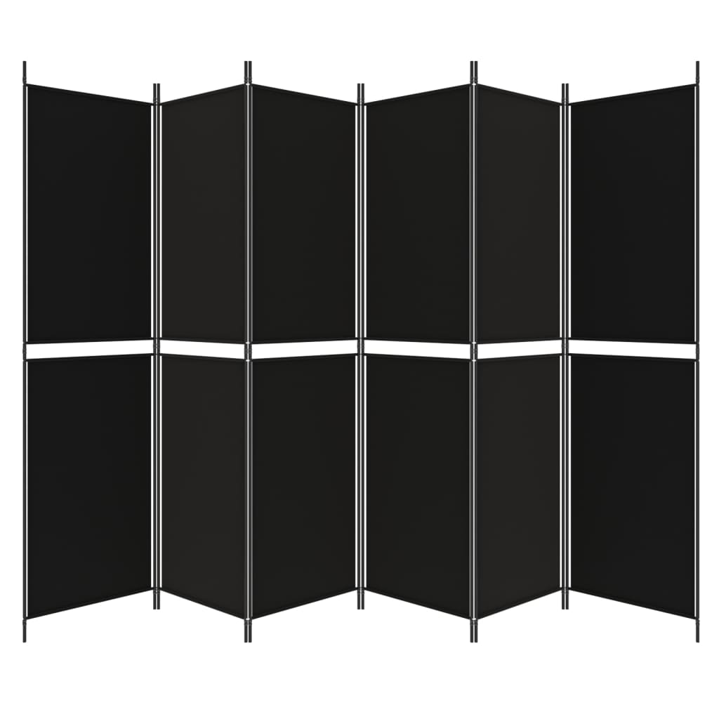 vidaXL 6-Panel Room Divider Black 300x200 cm Fabric