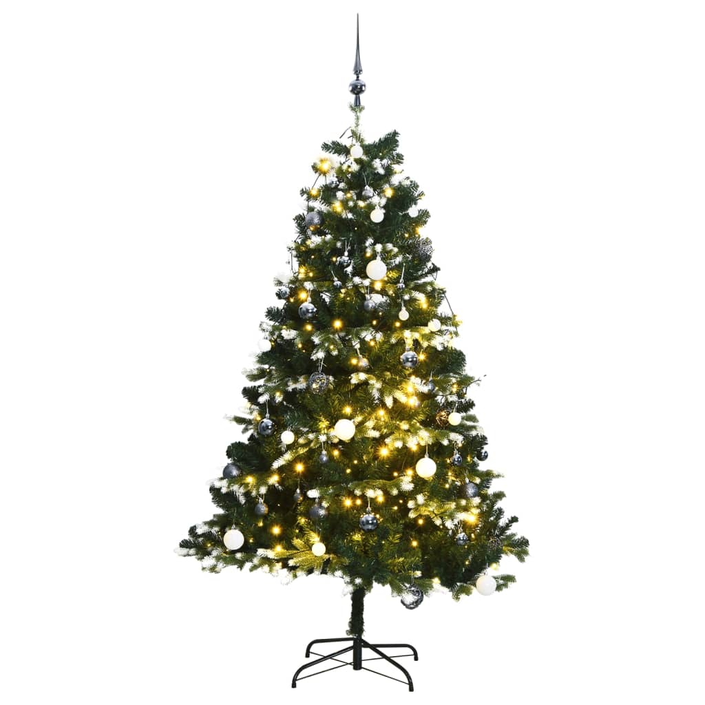 vidaXL Artificial Hinged Christmas Tree 300 LEDs & Ball Set 210 cm