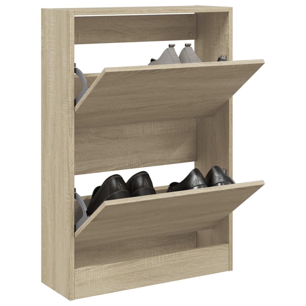 vidaXL Shoe Cabinet Sonoma Oak 60x21x87.5 cm Engineered Wood