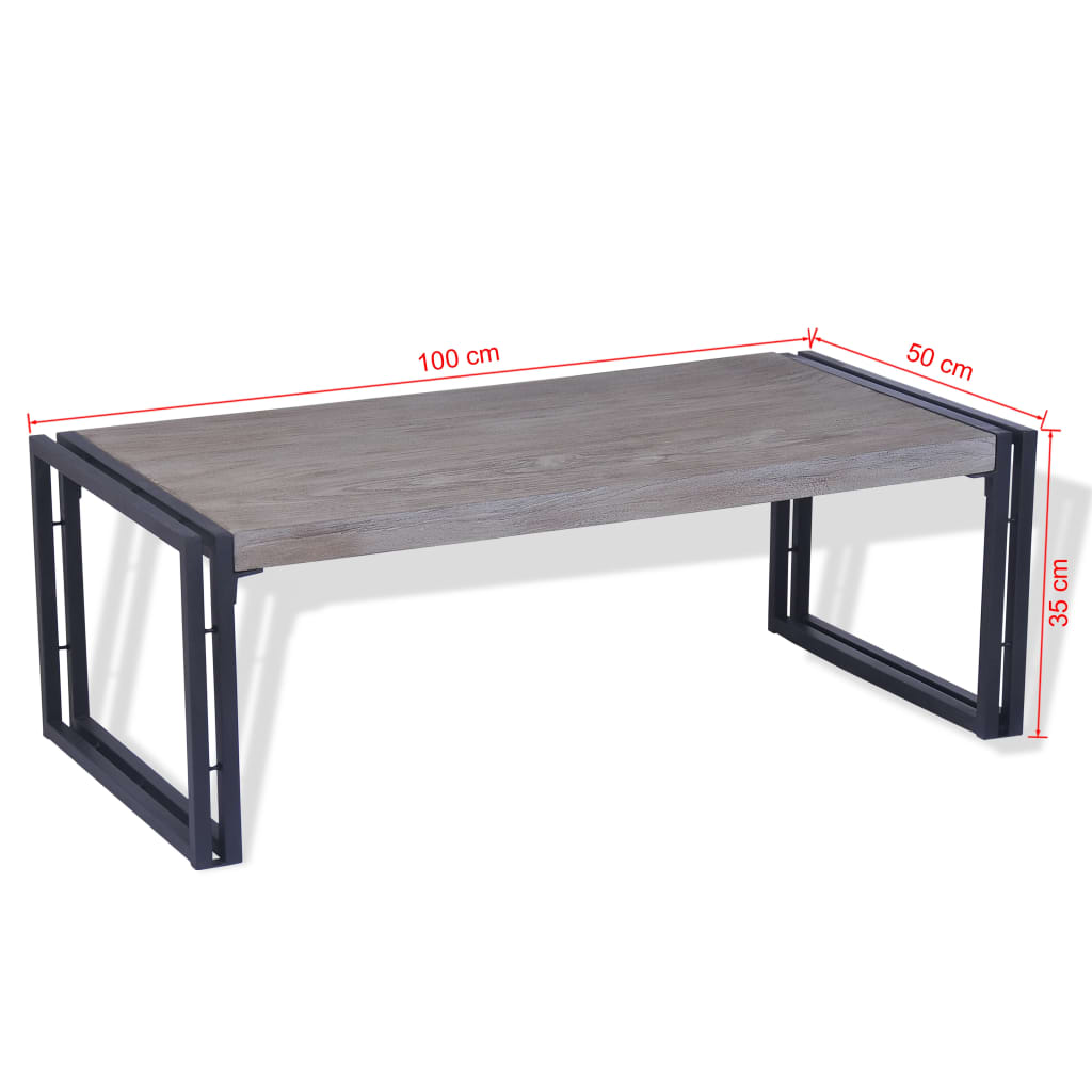 vidaXL Coffee Table Teak 100x50x35 cm Grey