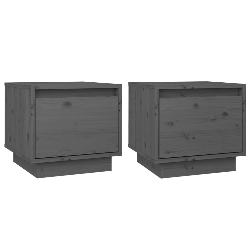 vidaXL Bedside Cabinets 2 pcs Grey 35x34x32 cm Solid Wood Pine
