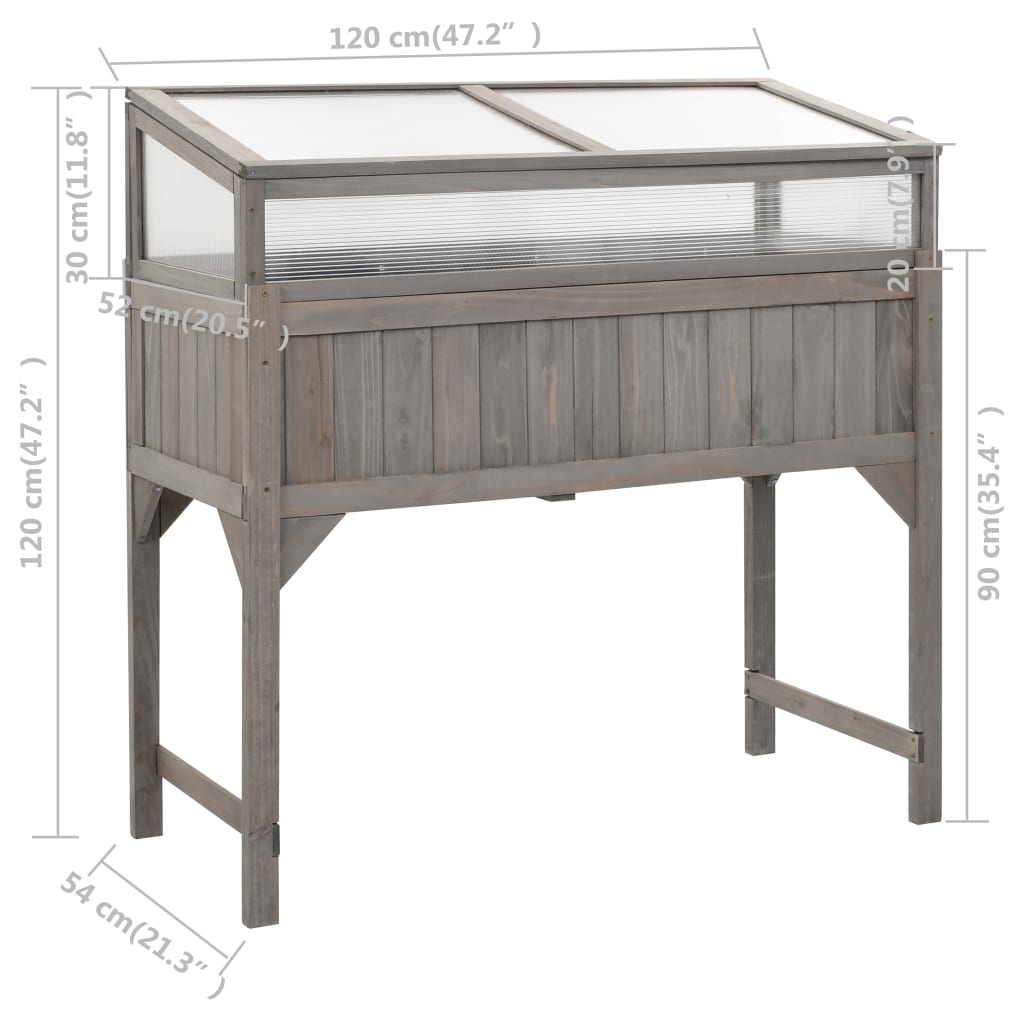 vidaXL Raised Garden Bed with Greenhouse 120x54x120 cm Fir Wood
