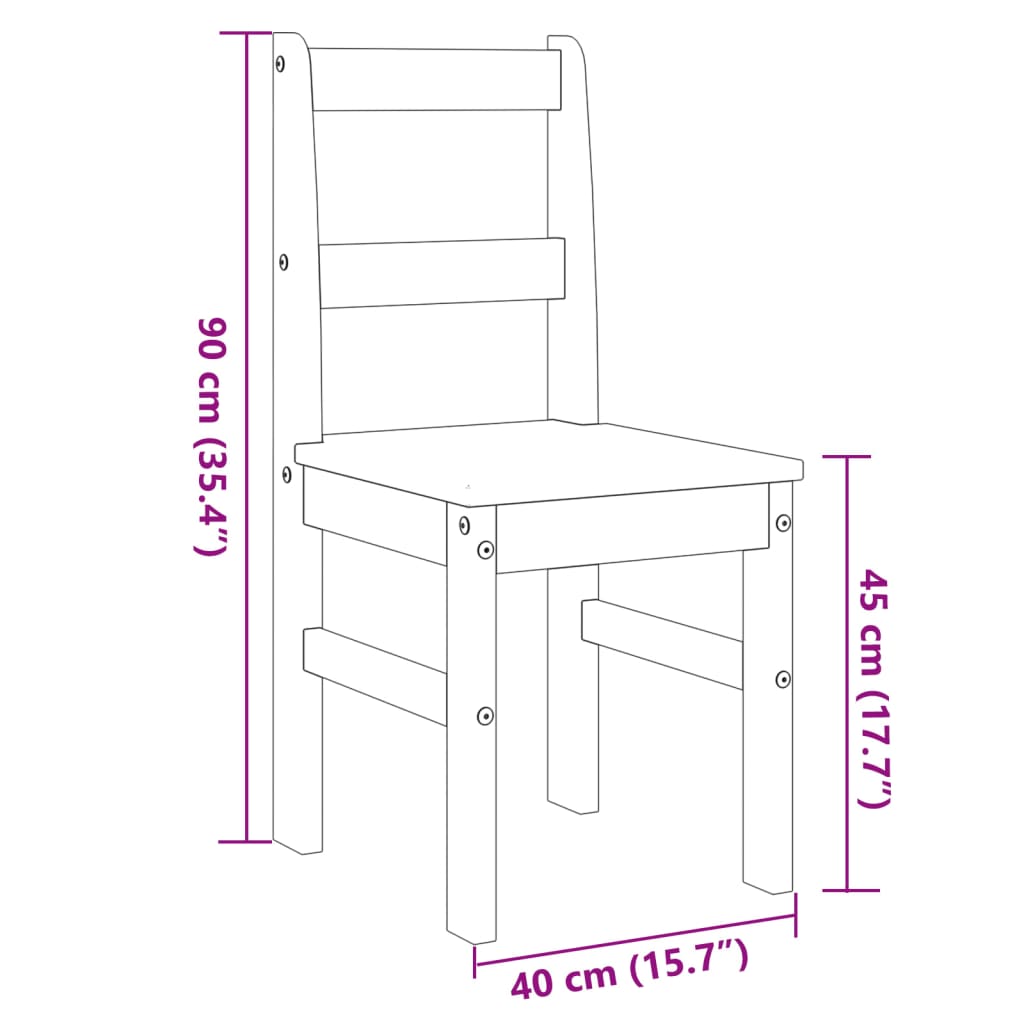 vidaXL Dining Chairs 2 pcs Panama Grey 40x46x90 cm Solid Wood Pine