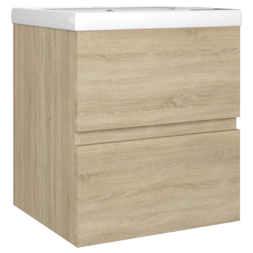 vidaXL Sink Cabinet with Built-in Basin Sonoma Oak Engineered Wood
