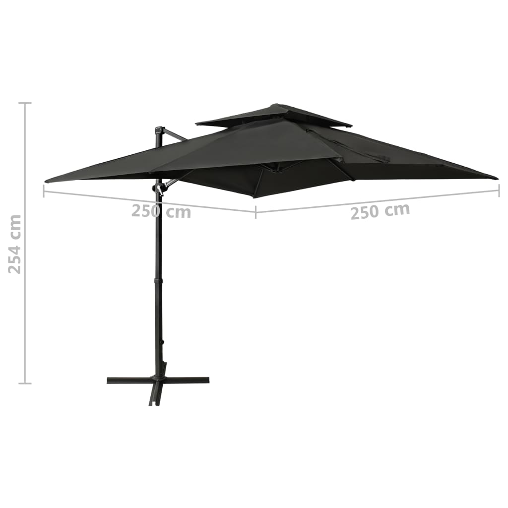 vidaXL Cantilever Umbrella with Double Top 250x250 cm Anthracite