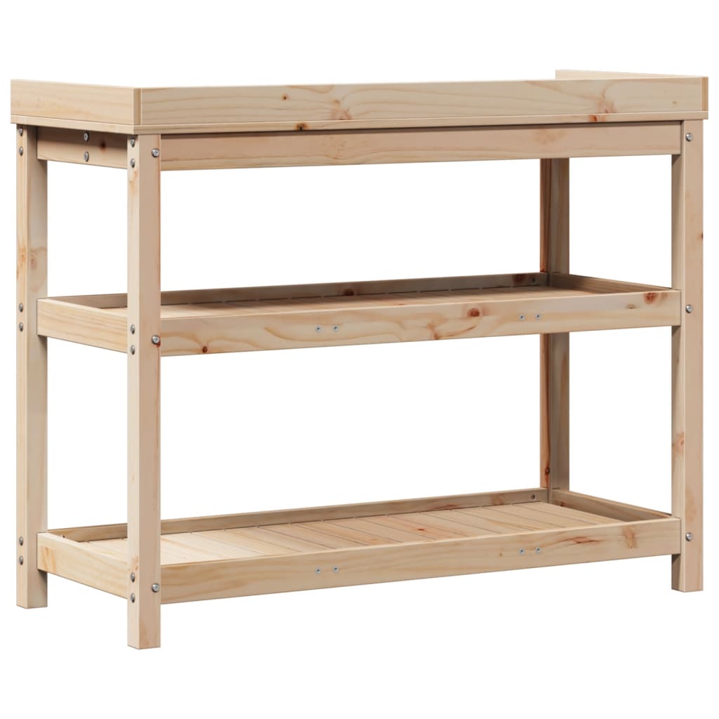 vidaXL Potting Table with Shelves 108x45x86.5 cm Solid Wood Pine