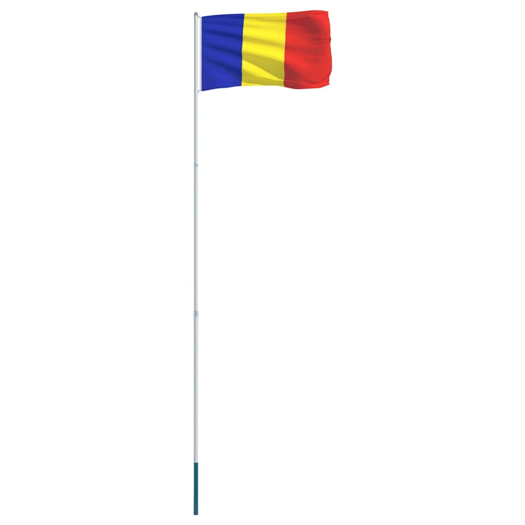 vidaXL Romania Flag and Pole Aluminium 4 m