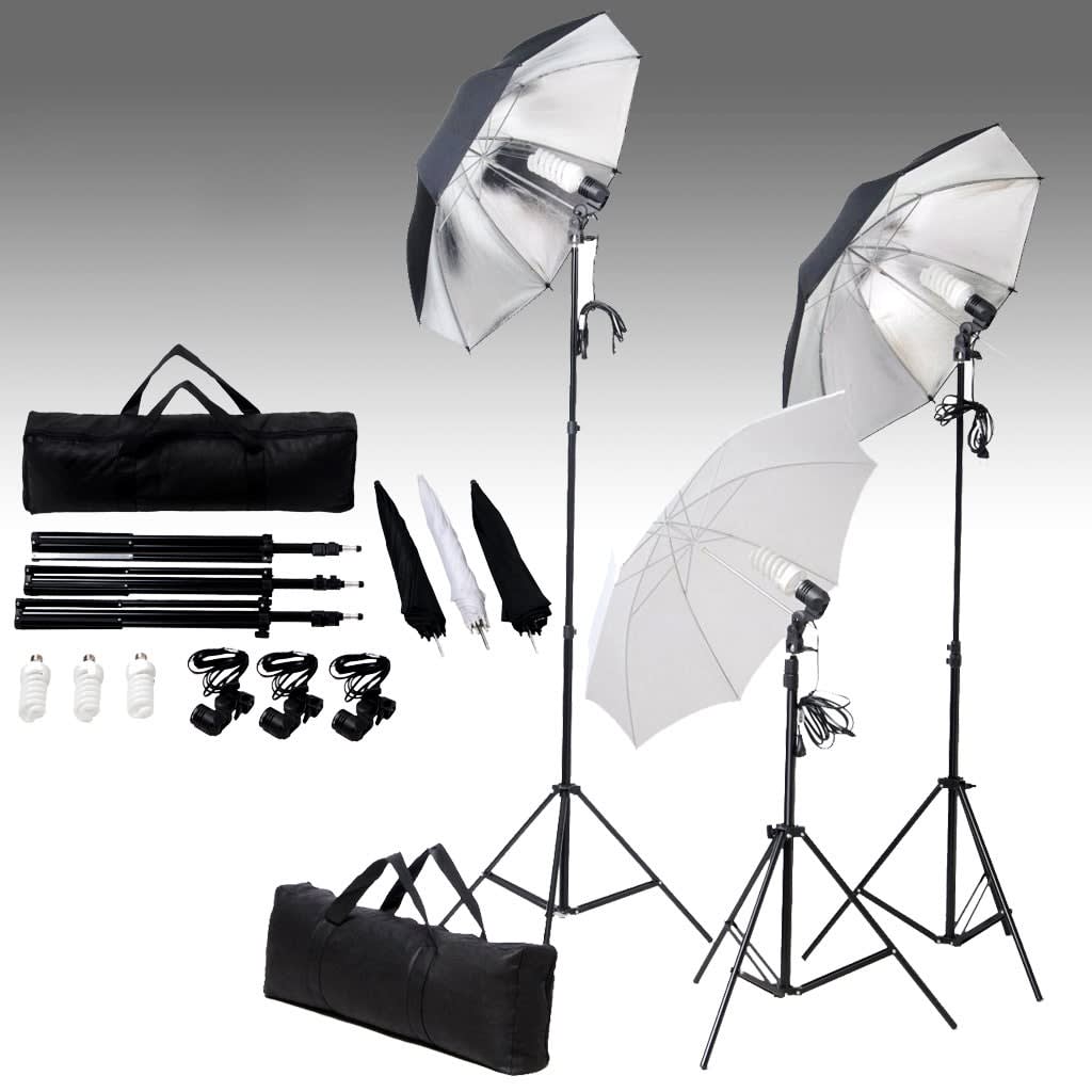 vidaXL Photo Studio Kit with Backdrop and Lighting Set