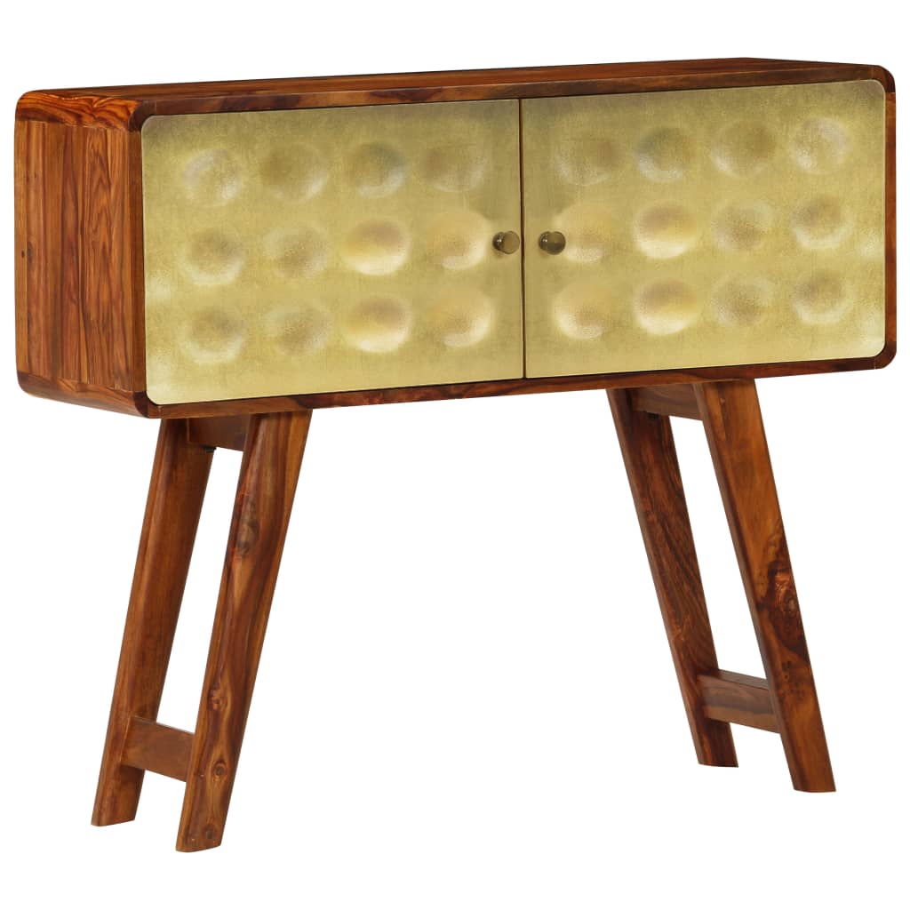vidaXL Sideboard Solid Sheesham Wood with Golden Print 90x30x77 cm