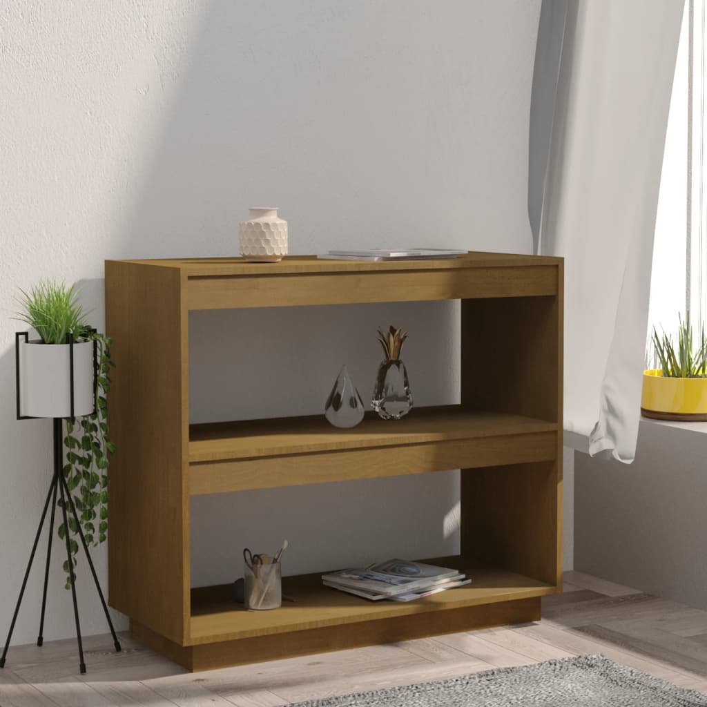 vidaXL Book Cabinet Honey Brown 80x35x71 cm Solid Pinewood