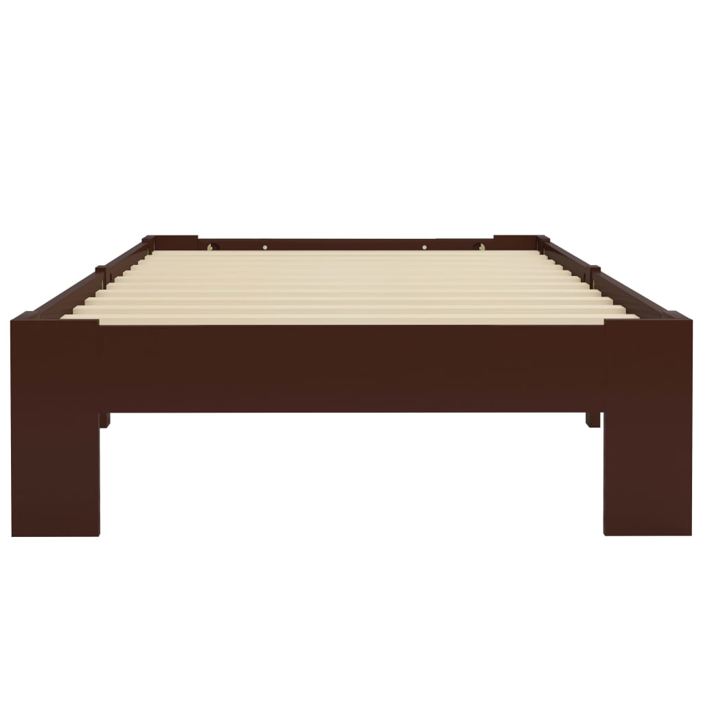 vidaXL Bed Frame Dark Brown Solid Pine Wood 100x200 cm
