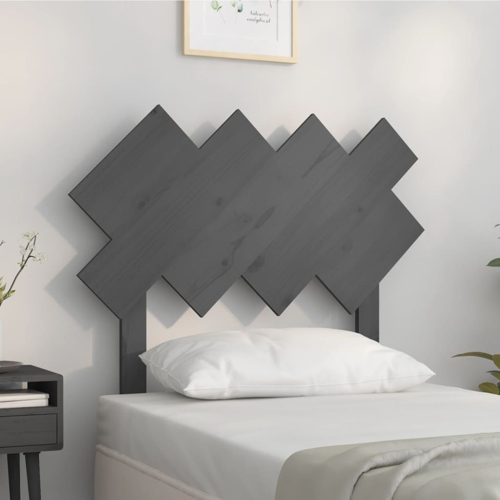 vidaXL Bed Headboard Grey 92x3x81 cm Solid Wood Pine