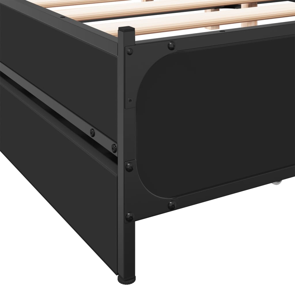 vidaXL Bed Frame with Drawers Black 120x200 cm Engineered Wood