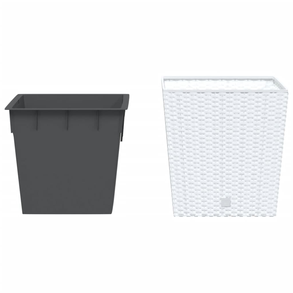 vidaXL Planter with Removable Inner White 21 / 32 L PP Rattan