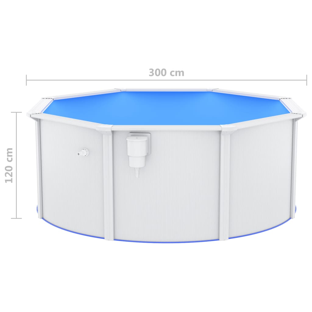 vidaXL Swimming Pool with Steel Wall 300x120 cm White