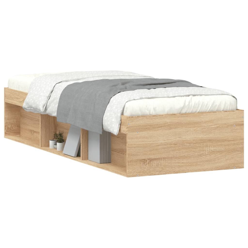 vidaXL Bed Frame Sonoma Oak 75x190 cm Small Single