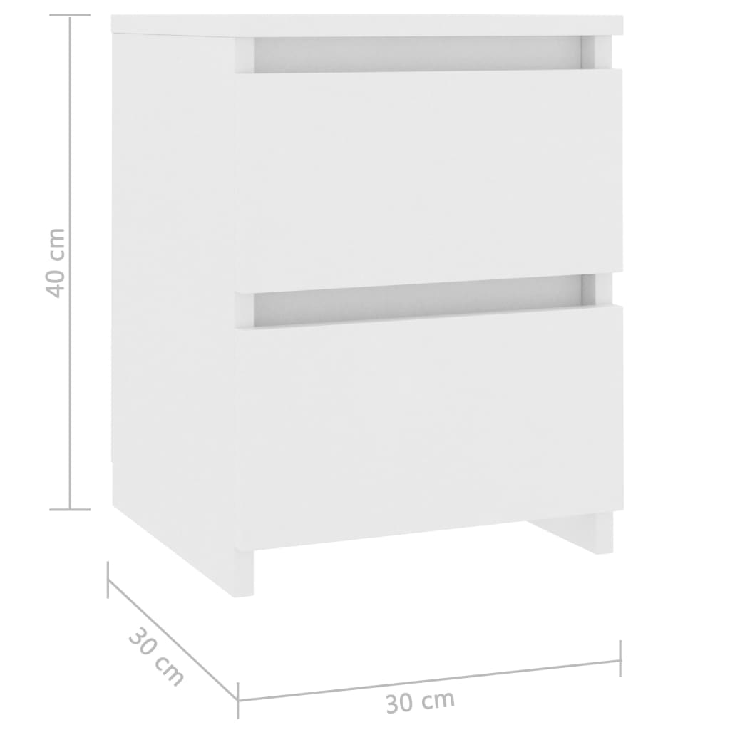 vidaXL Bedside Cabinet White 30x30x40 cm Chipboard