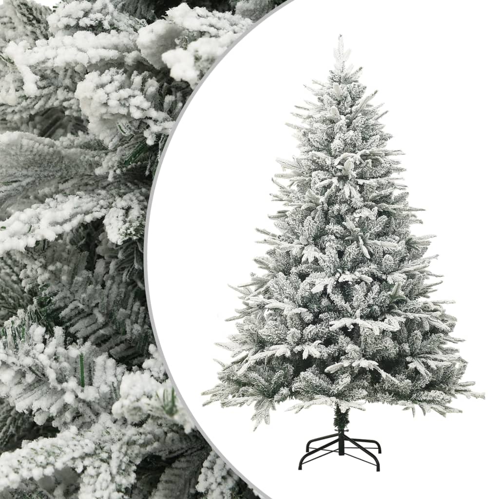 vidaXL Artificial Christmas Tree LED&Ball Set&Flocked Snow 150cm PVC&PE