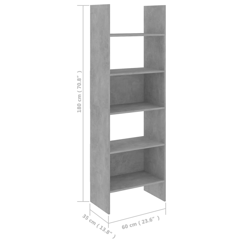 vidaXL 4 Piece Book Cabinet Set Concrete Grey Engineered Wood
