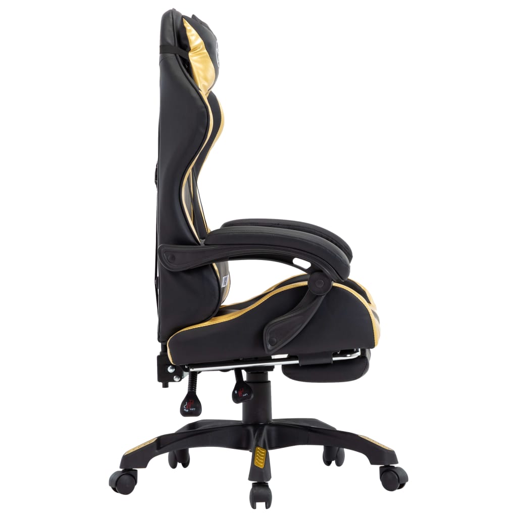 vidaXL Racing Chair with Footrest Gold and Black Faux Leather