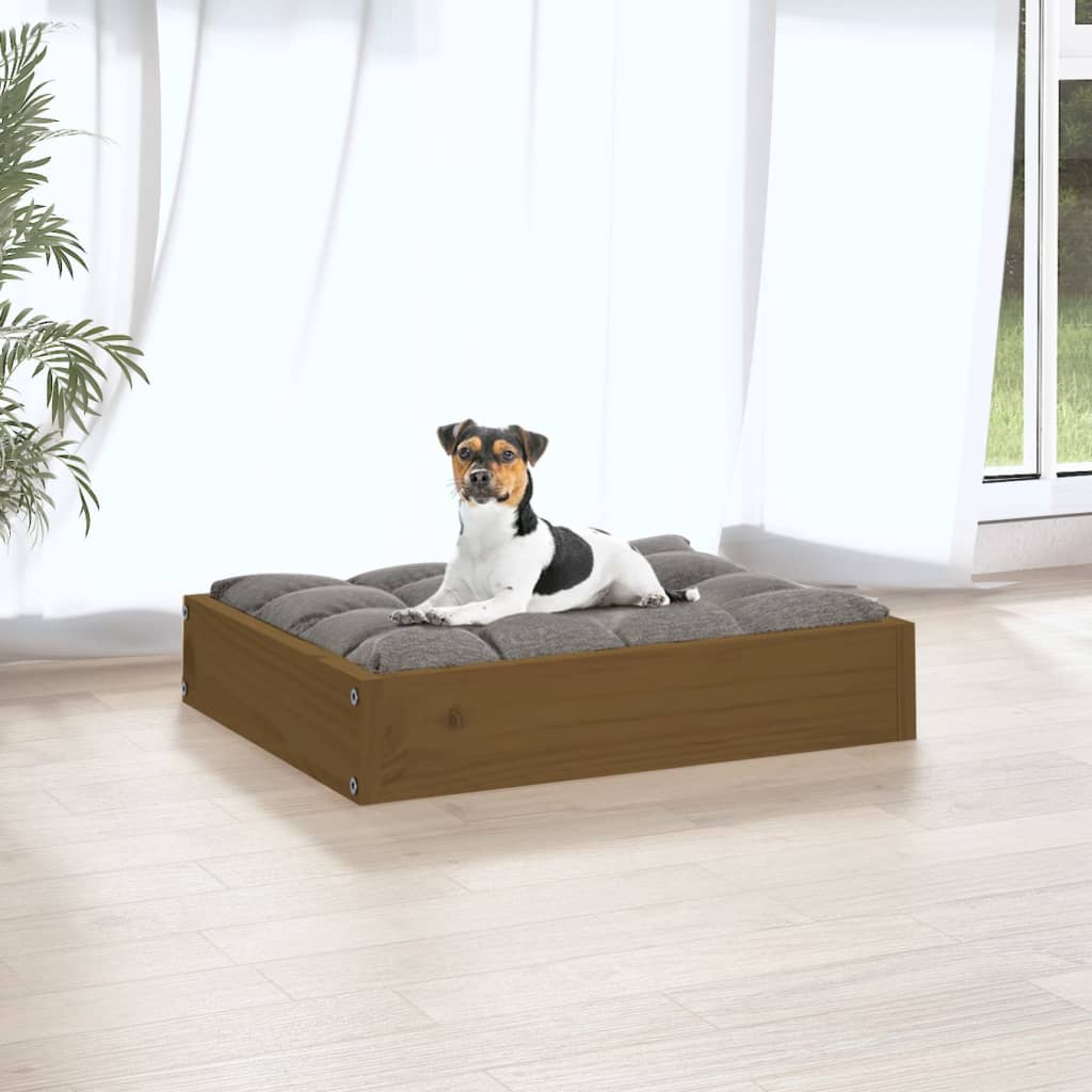 vidaXL Dog Bed Honey Brown 51.5x44x9 cm Solid Wood Pine