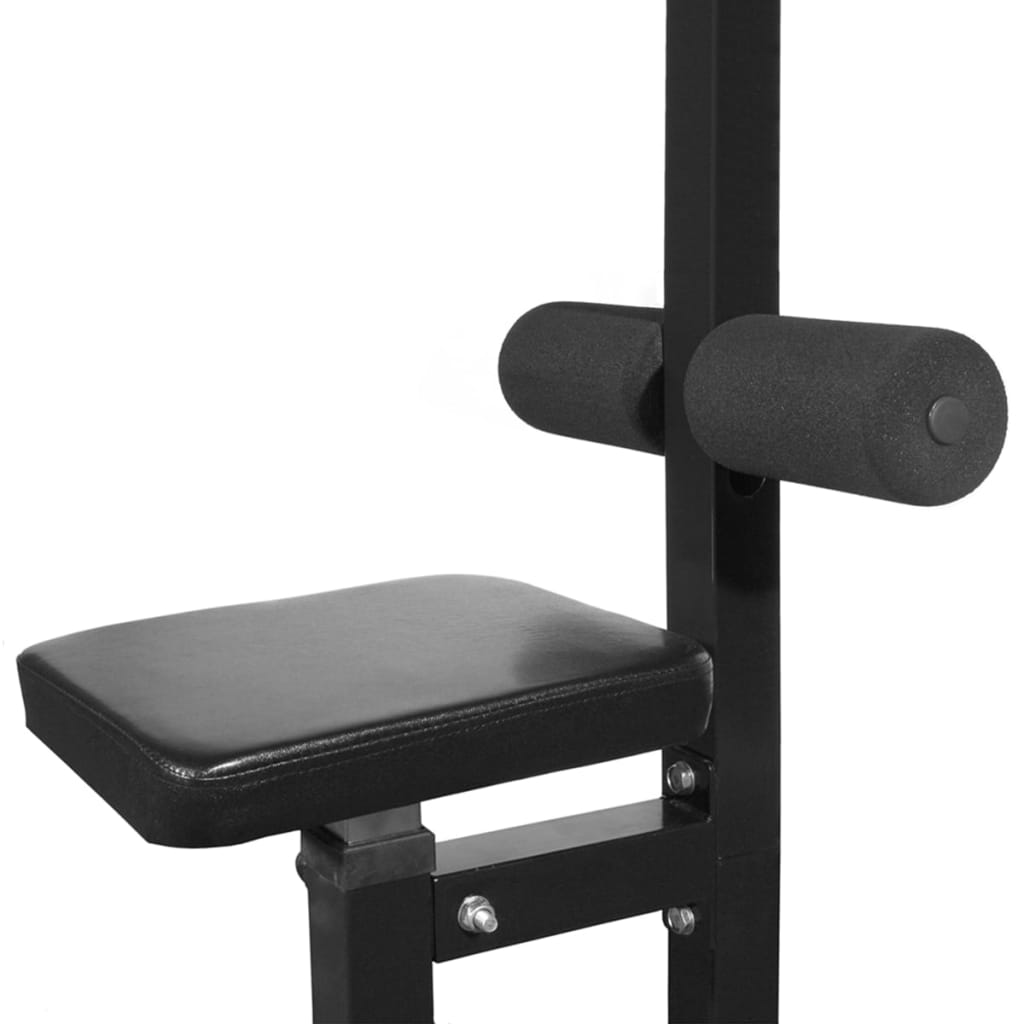 vidaXL Power Tower with Barbell and Dumbbell Set 60.5 kg