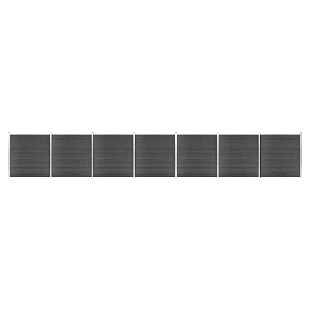 vidaXL Fence Panel Set WPC 1218x186 cm Black