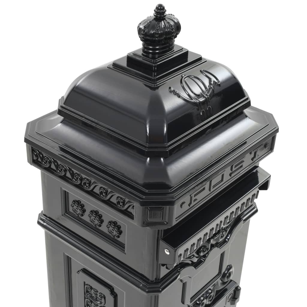 vidaXL Pillar Letterbox Aluminium Vintage Style Rustproof Black