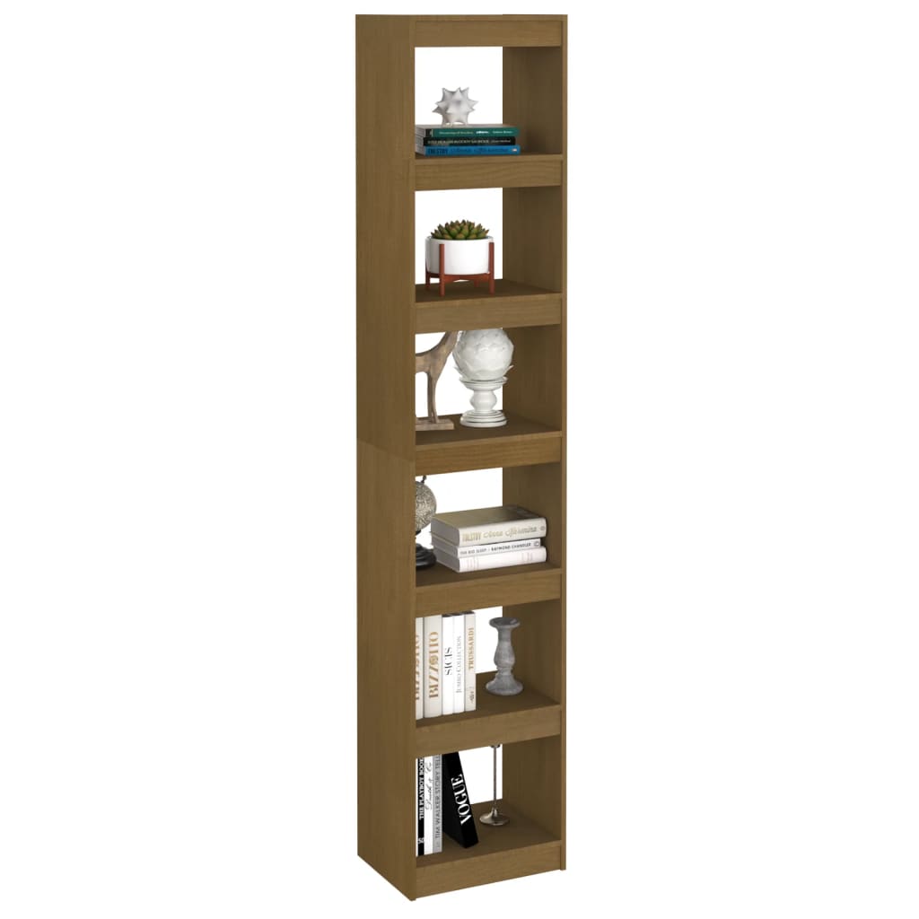 vidaXL Book Cabinet/Room Divider Honey Brown Solid Pinewood