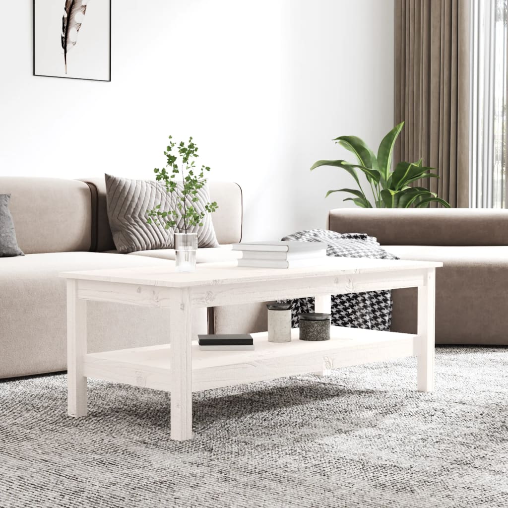 vidaXL Coffee Table White 110x50x40 cm Solid Wood Pine