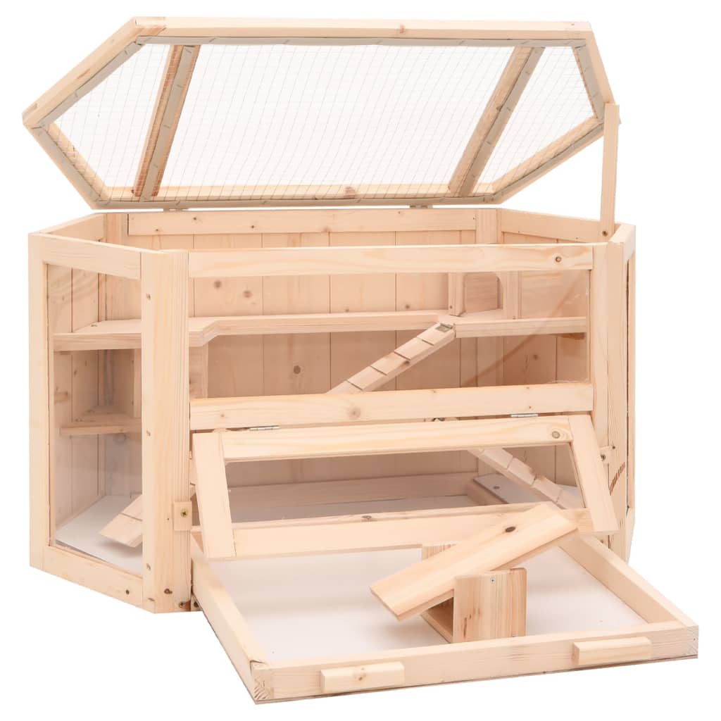 vidaXL Hamster Cage 80x40x43 cm Solid Wood Fir
