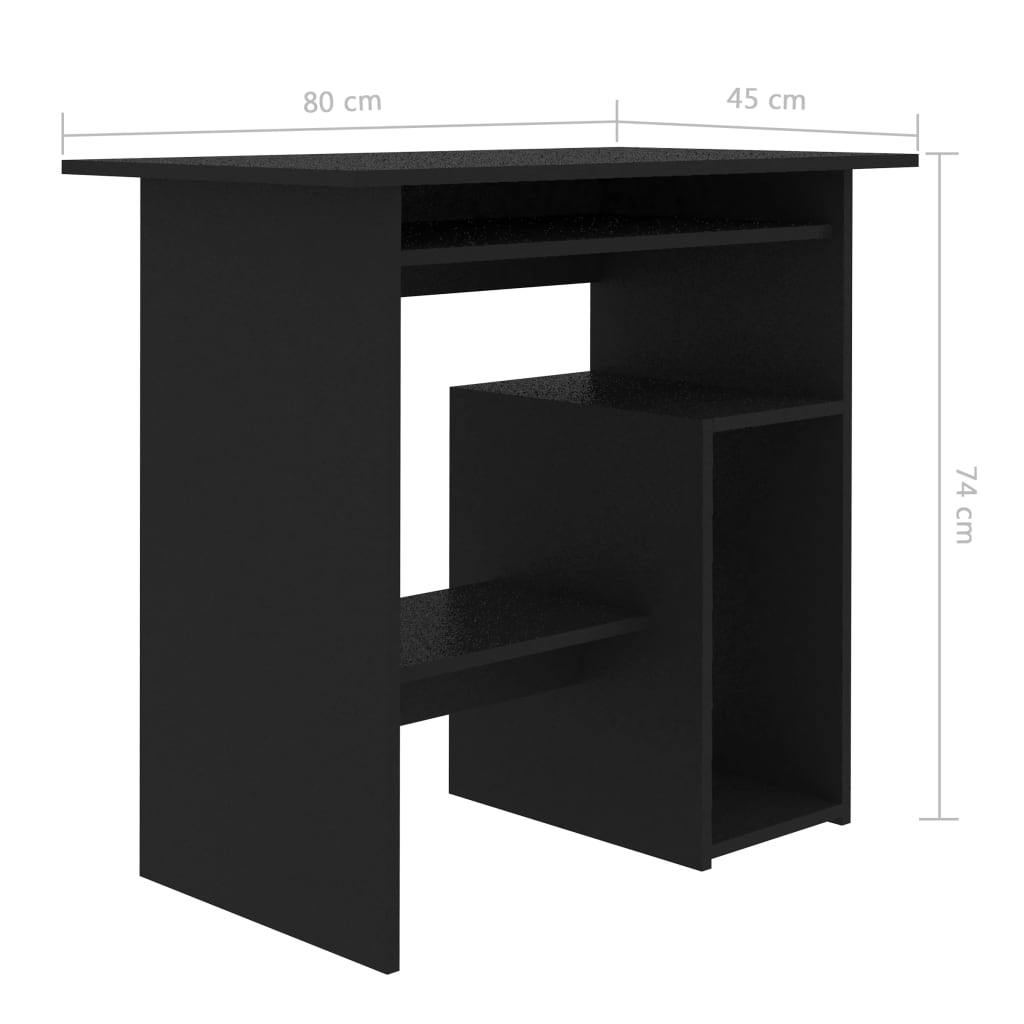 vidaXL Desk Black 80x45x74 cm Engineered Wood
