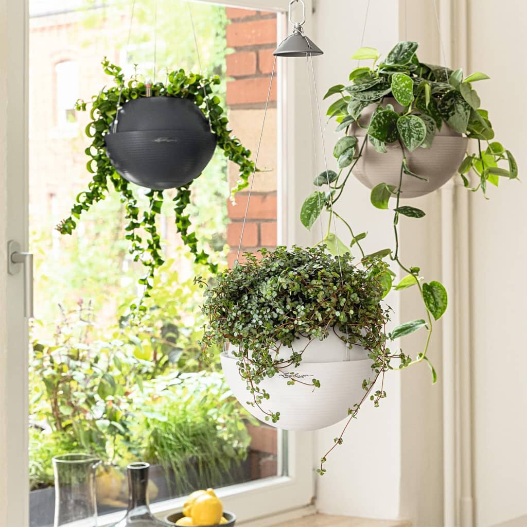 LECHUZA Hanging Planter BOLA Color 23 ALL-IN-ONE Slate