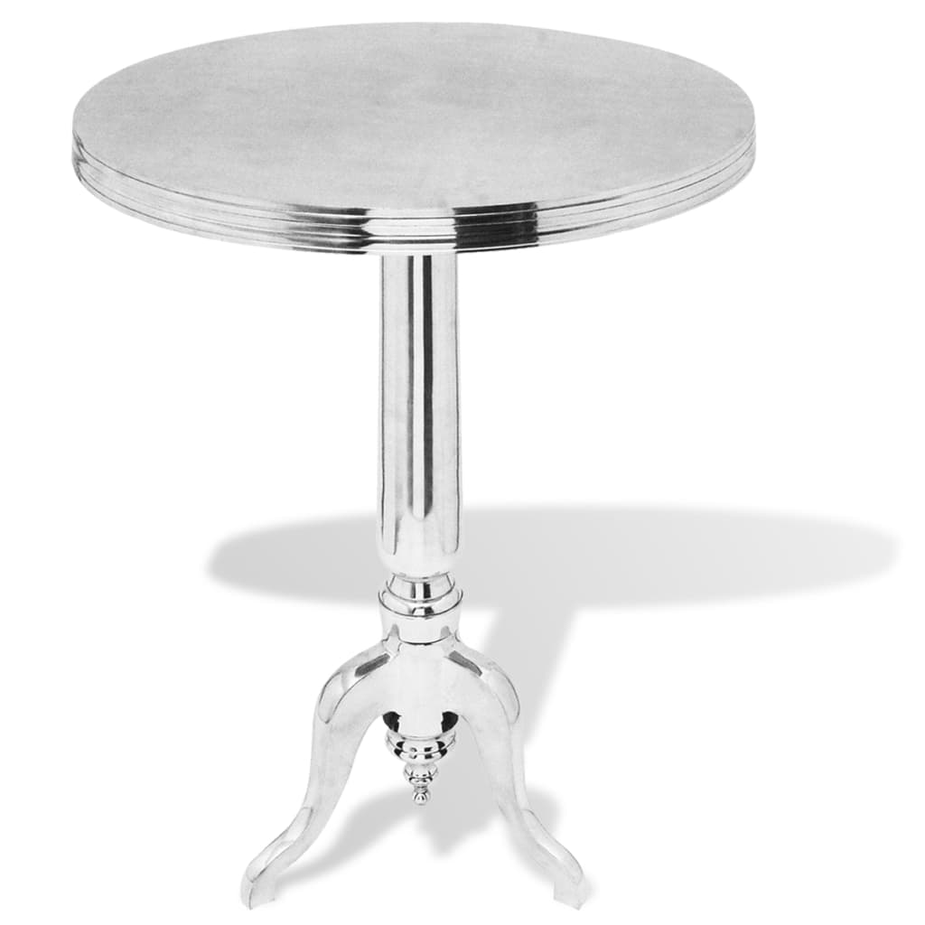 vidaXL Side Table Round Aluminium Silver