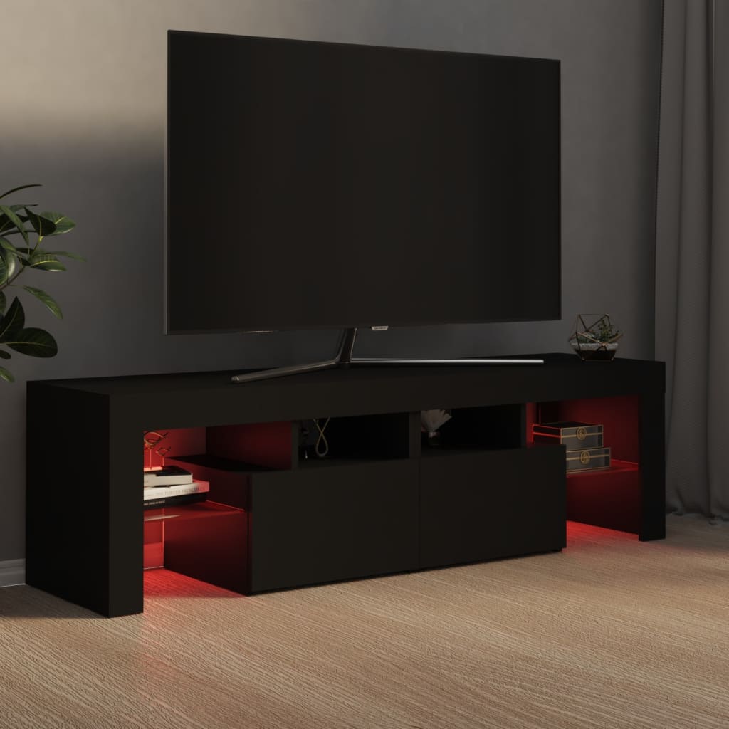 vidaXL TV Cabinet with LED Lights Black 140x36.5x40 cm