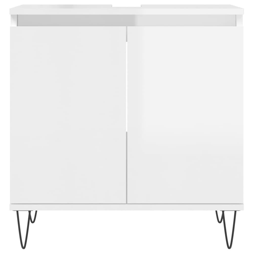 vidaXL 3 Piece Bathroom Cabinet Set High Gloss White Engineered Wood