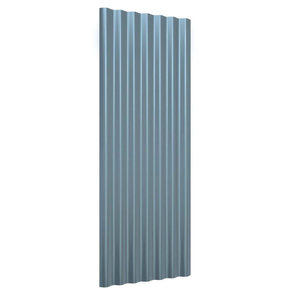 vidaXL Roof Panels 12 pcs Powder-coated Steel Grey 100x36 cm